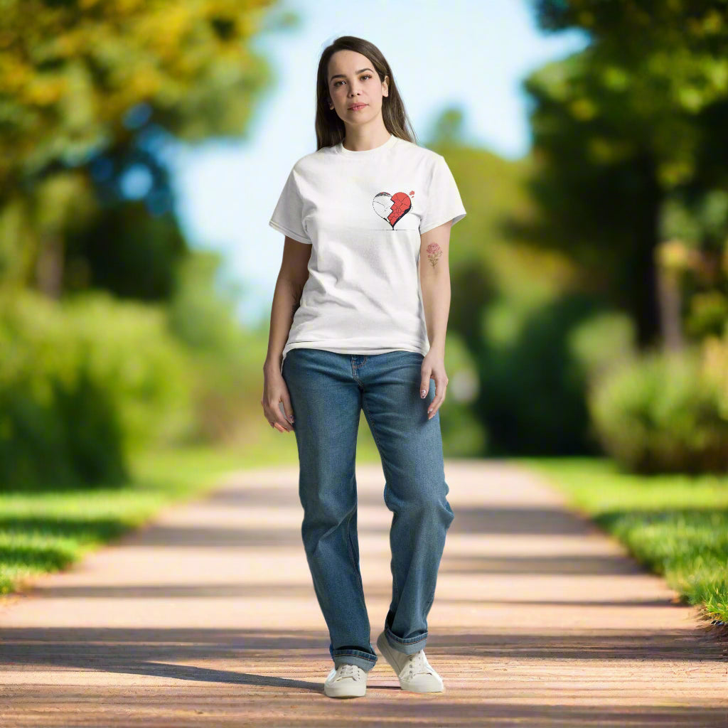 Stick Figure Broken Heart Silhouette Tee
